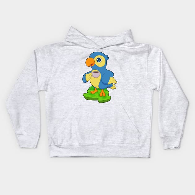 Parrot Cup Coffee Kids Hoodie by Markus Schnabel